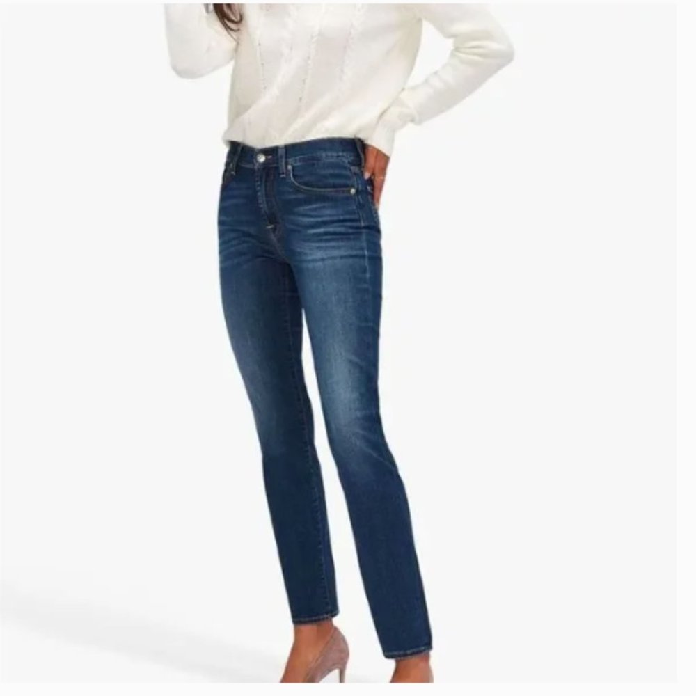 7 For All Mankind Jeans Roxanne Straight Leg Ankle Cropped Stretch Size 25